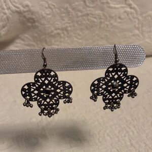 Intricate BLACK Filigree Drop Earrings